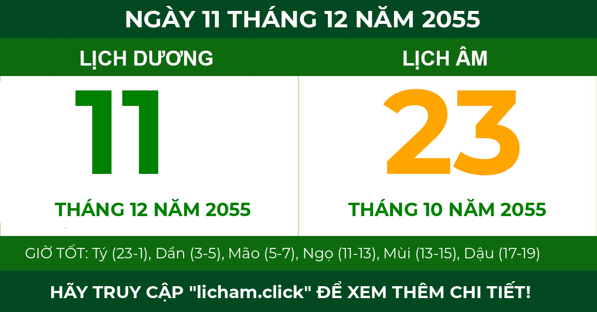 lịch âm ngày 11 tháng 12 năm 2055