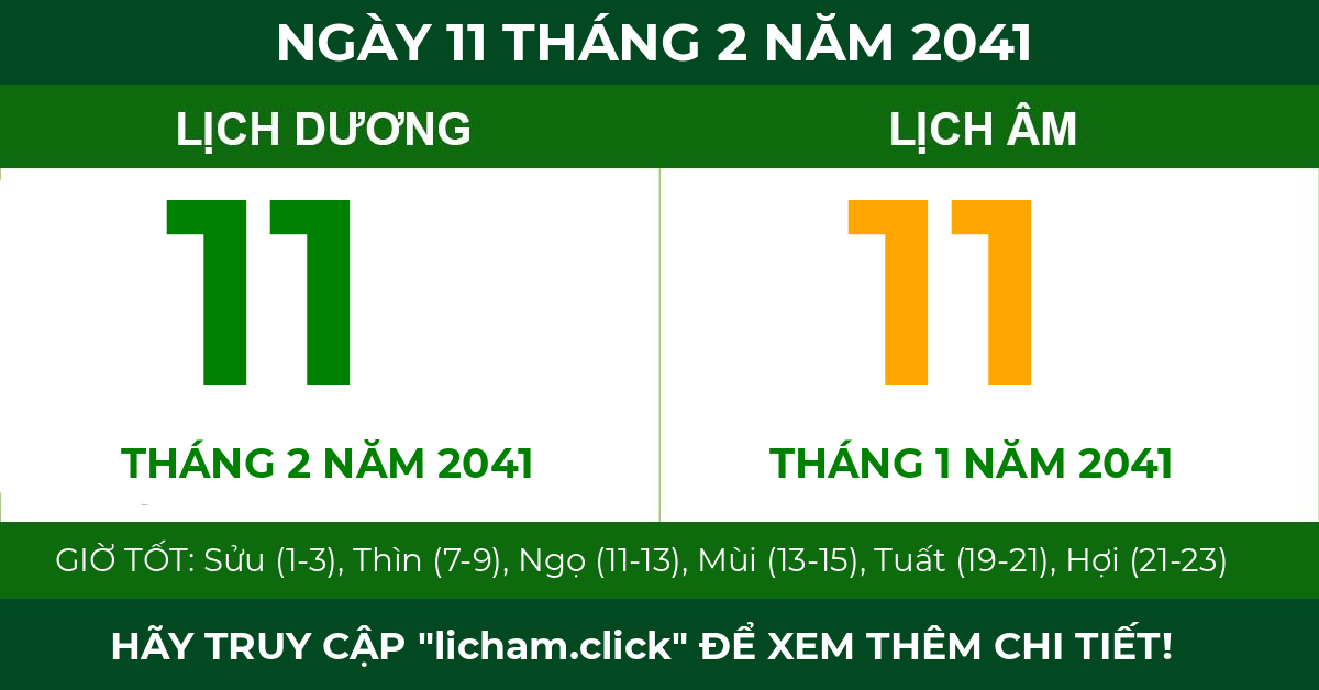 lịch âm ngày 11 tháng 2 năm 2041