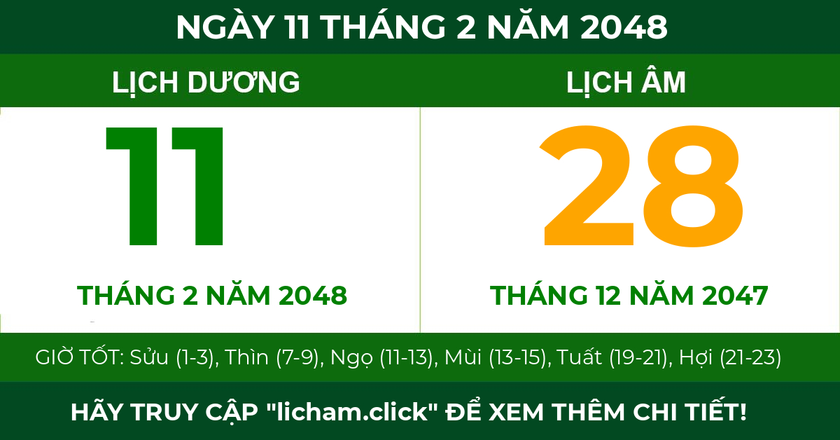 lịch âm ngày 11 tháng 2 năm 2048