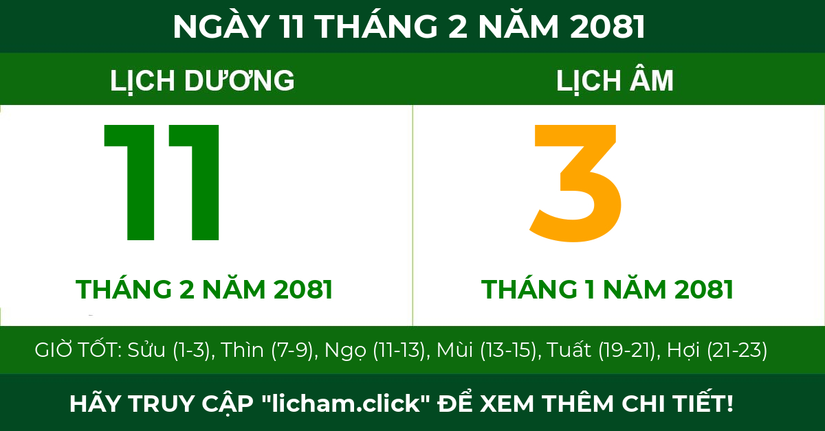 lịch âm ngày 11 tháng 2 năm 2081