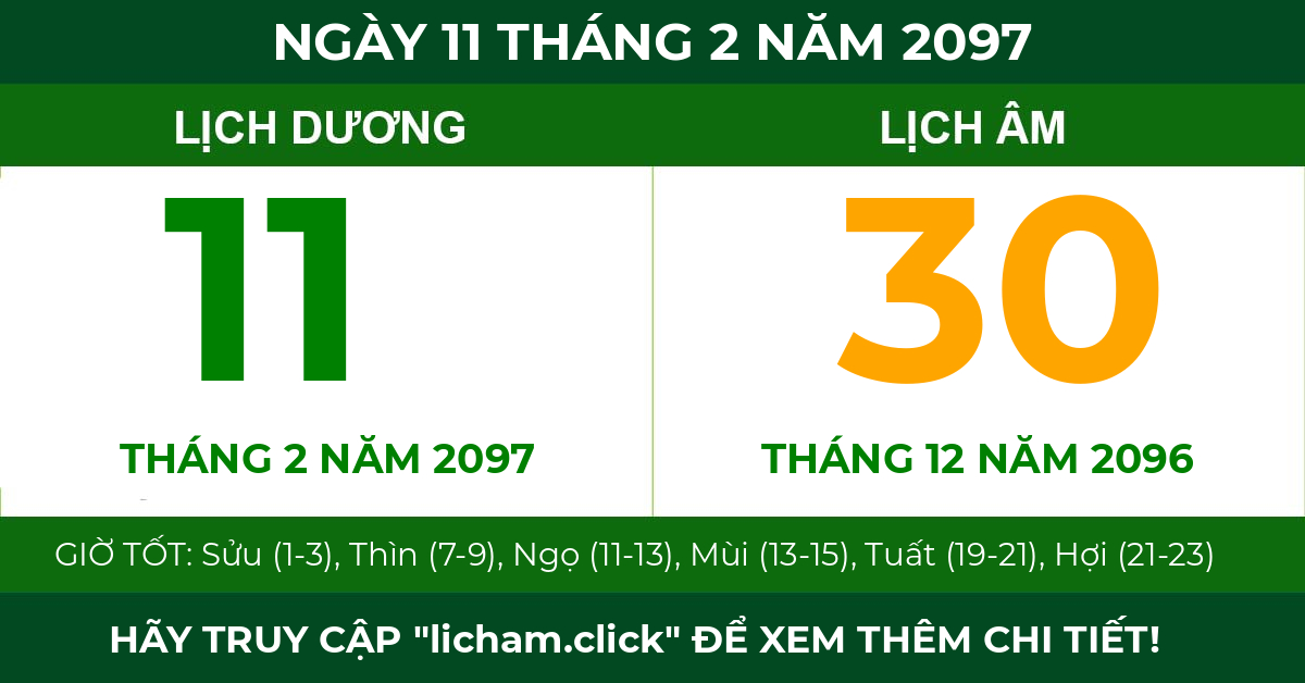 lịch âm ngày 11 tháng 2 năm 2097