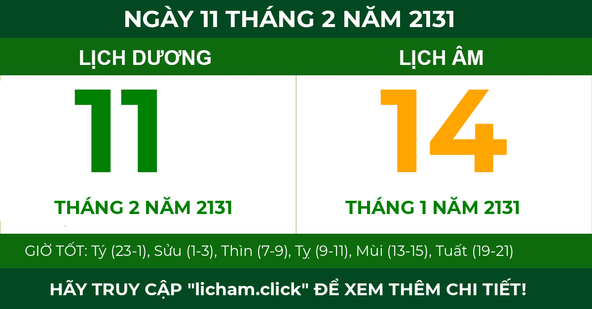lịch âm ngày 11 tháng 2 năm 2131