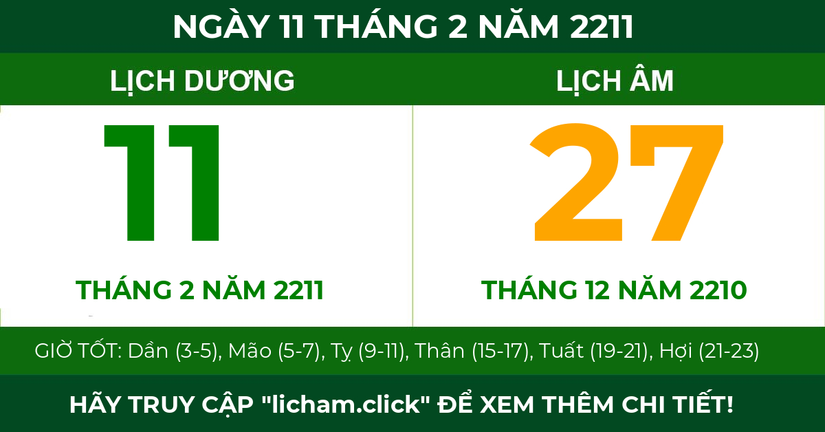 lịch âm ngày 11 tháng 2 năm 2211