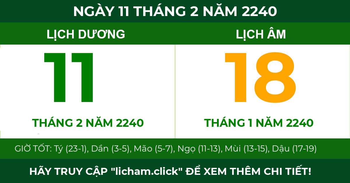 lịch âm ngày 11 tháng 2 năm 2240