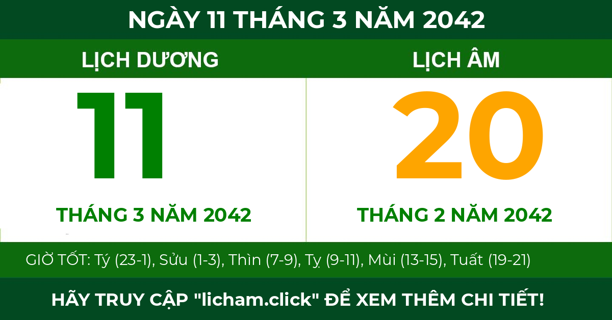 lịch âm ngày 11 tháng 3 năm 2042