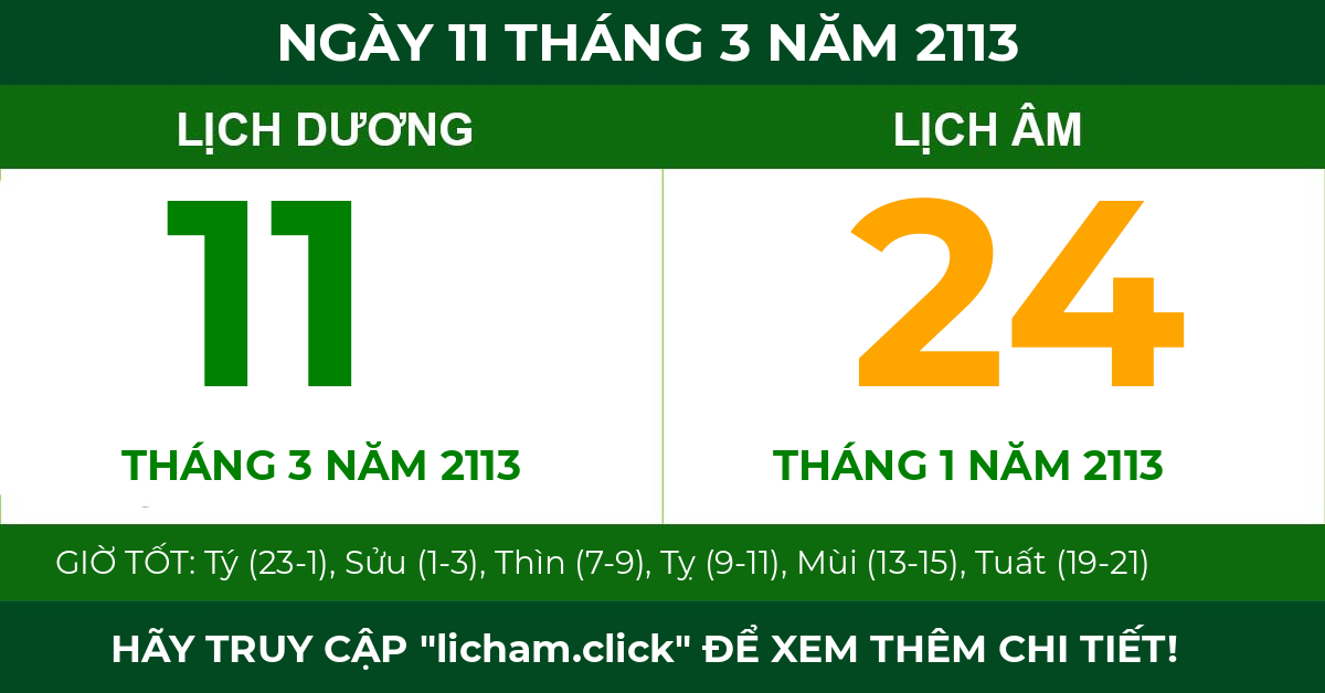 lịch âm ngày 11 tháng 3 năm 2113