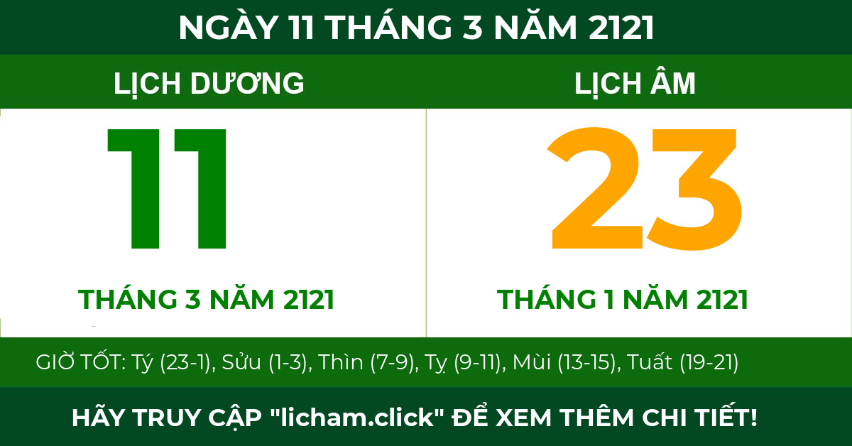 lịch âm ngày 11 tháng 3 năm 2121