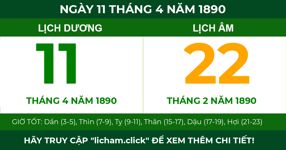 lịch âm ngày 11 tháng 4 năm 1890