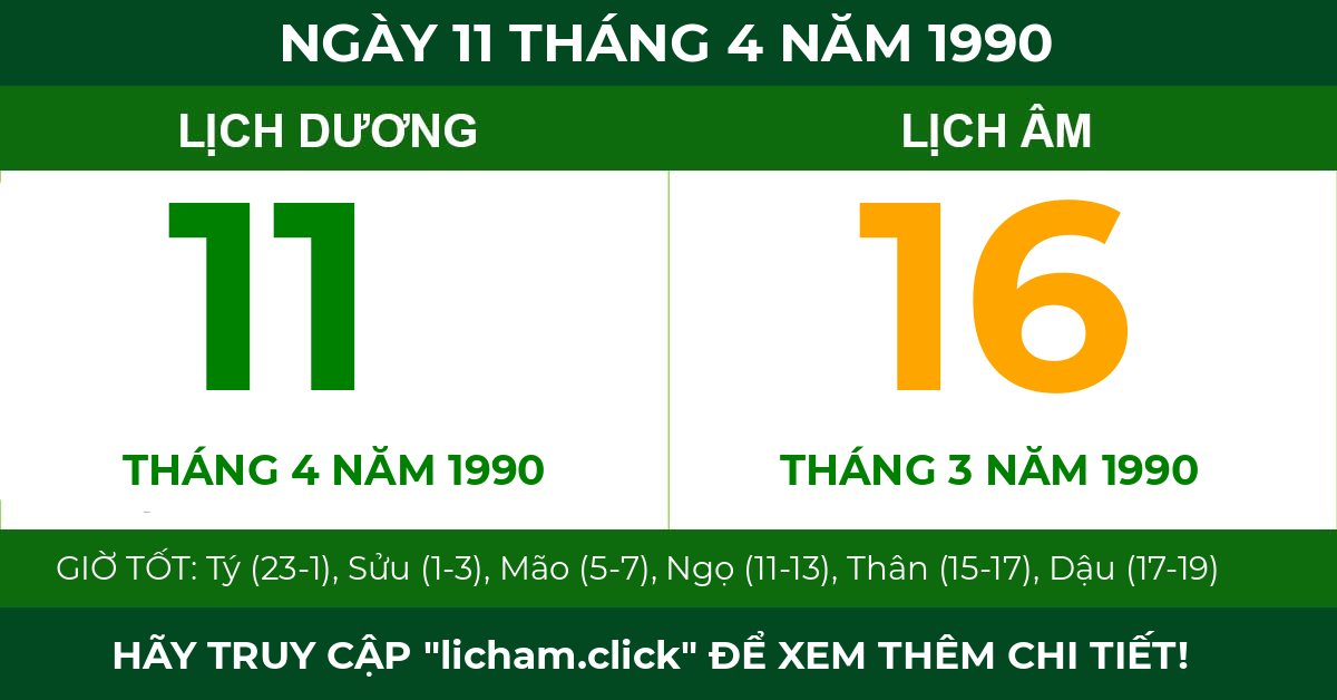 lịch âm ngày 11 tháng 4 năm 1990