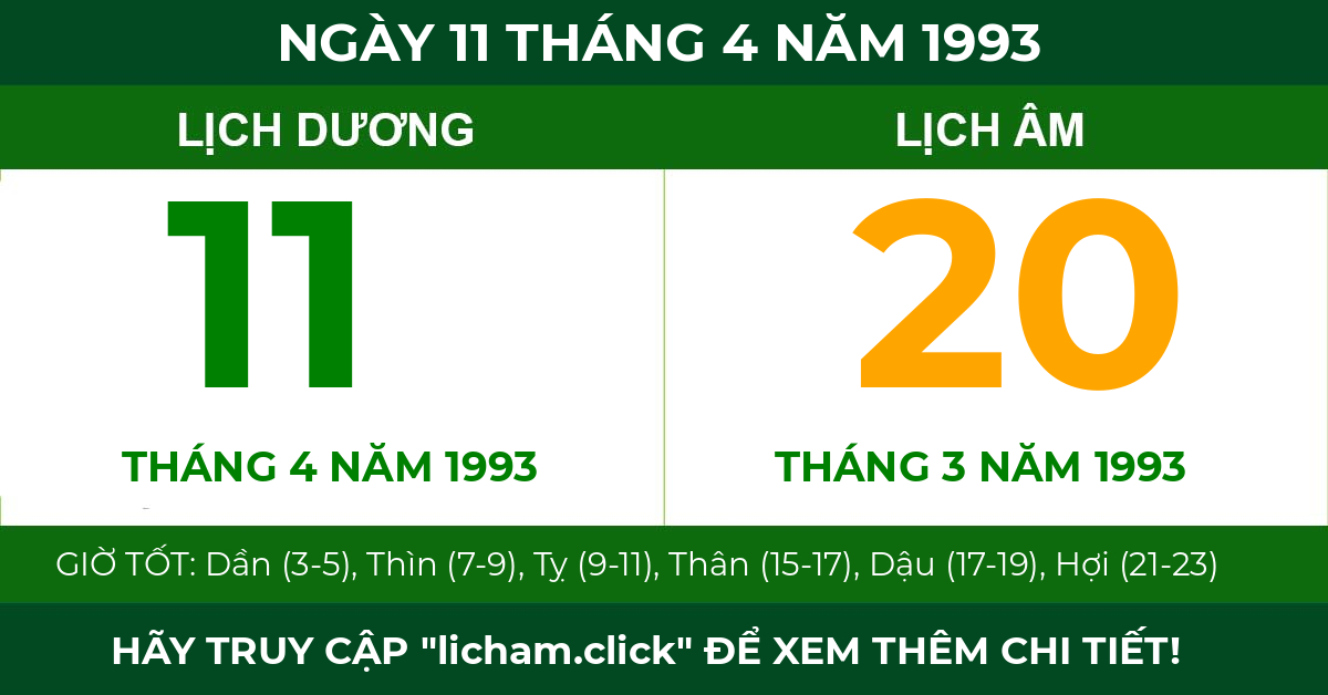 lịch âm ngày 11 tháng 4 năm 1993