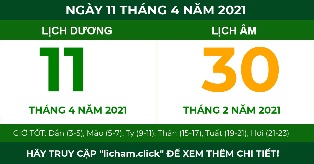 lịch âm ngày 11 tháng 4 năm 2021