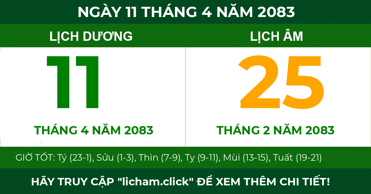 lịch âm ngày 11 tháng 4 năm 2083