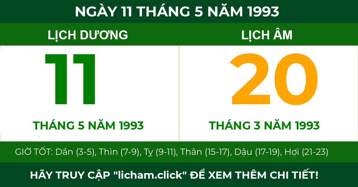 lịch âm ngày 11 tháng 5 năm 1993