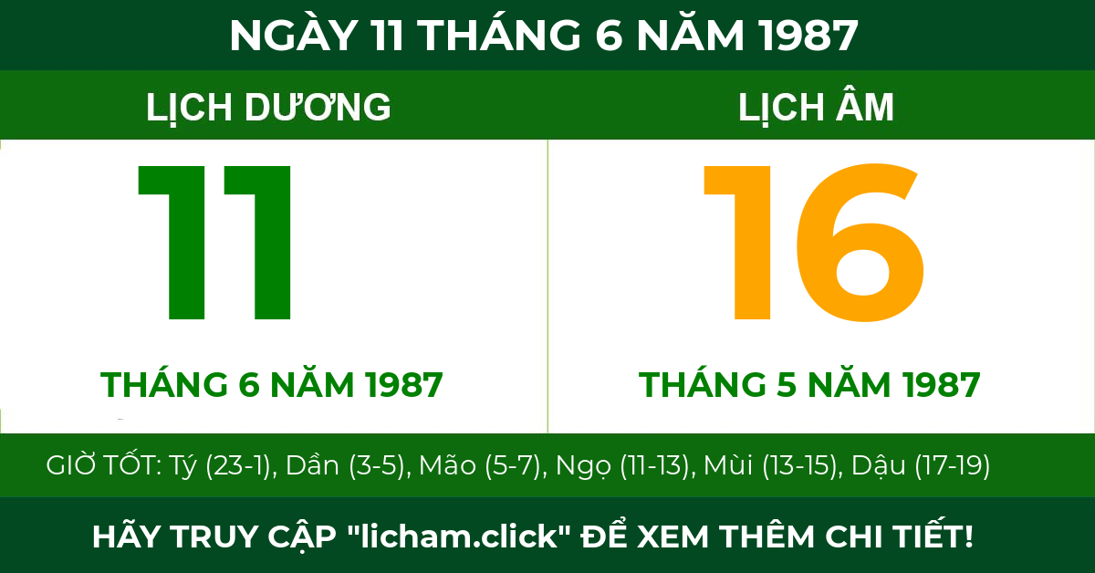 lịch âm ngày 11 tháng 6 năm 1987