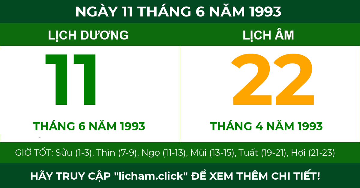 lịch âm ngày 11 tháng 6 năm 1993