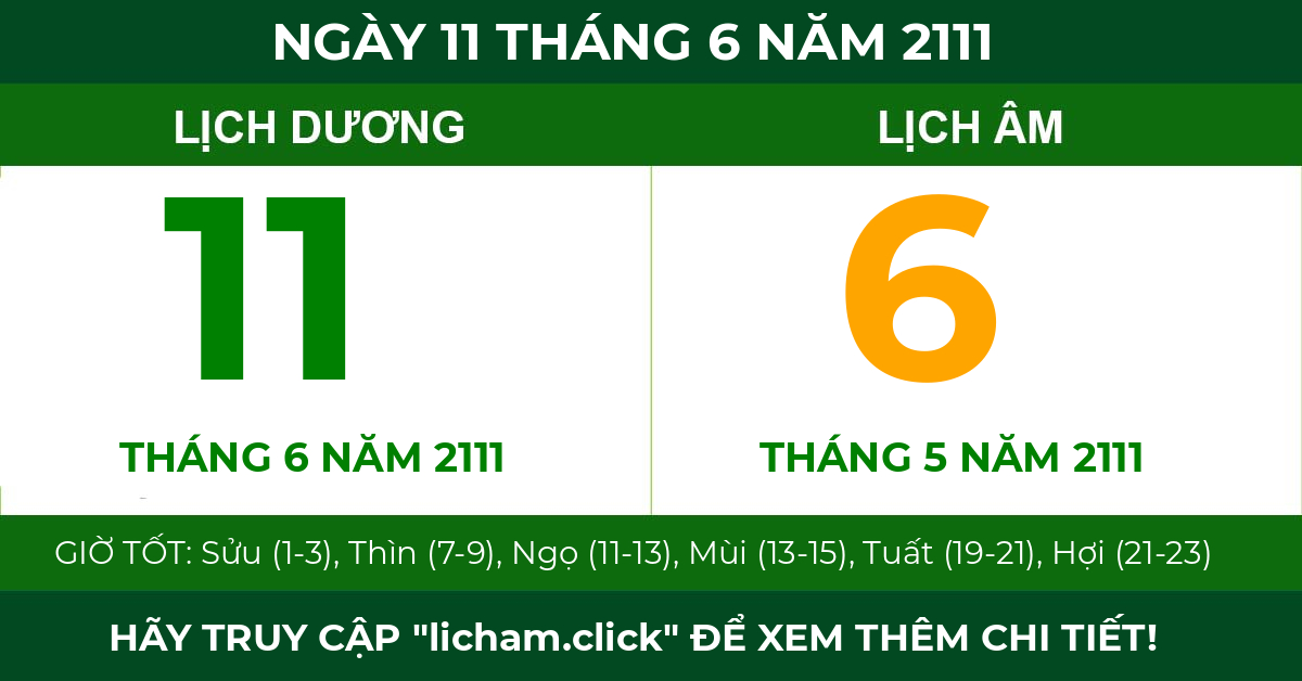 lịch âm ngày 11 tháng 6 năm 2111