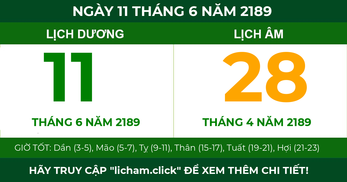 lịch âm ngày 11 tháng 6 năm 2189