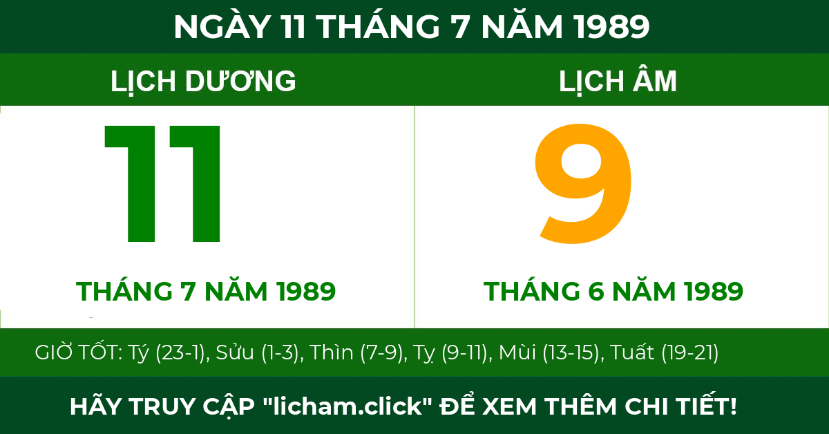 lịch âm ngày 11 tháng 7 năm 1989
