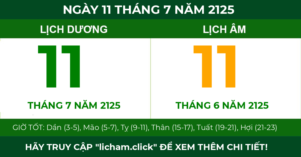 lịch âm ngày 11 tháng 7 năm 2125