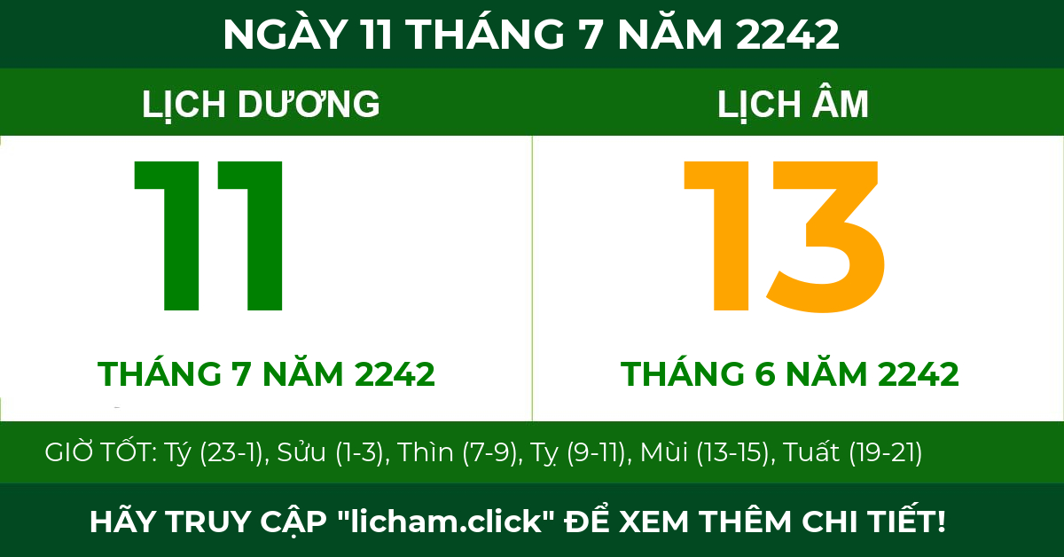 lịch âm ngày 11 tháng 7 năm 2242