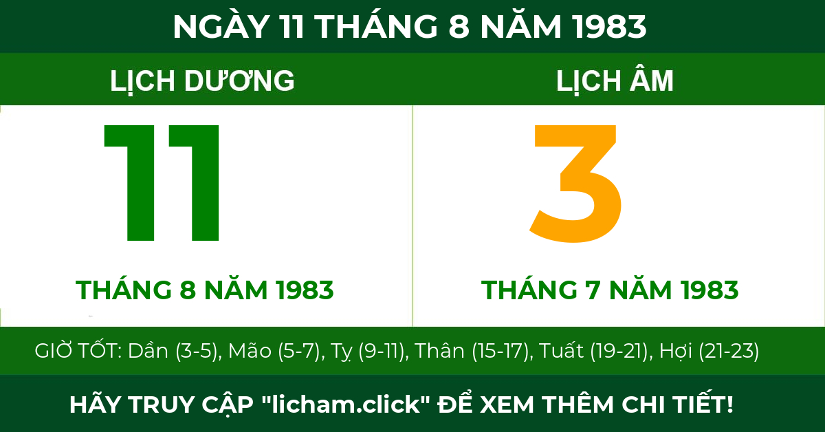 lịch âm ngày 11 tháng 8 năm 1983