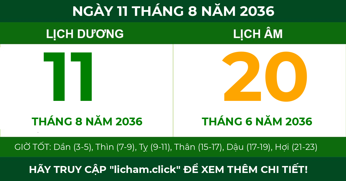 lịch âm ngày 11 tháng 8 năm 2036