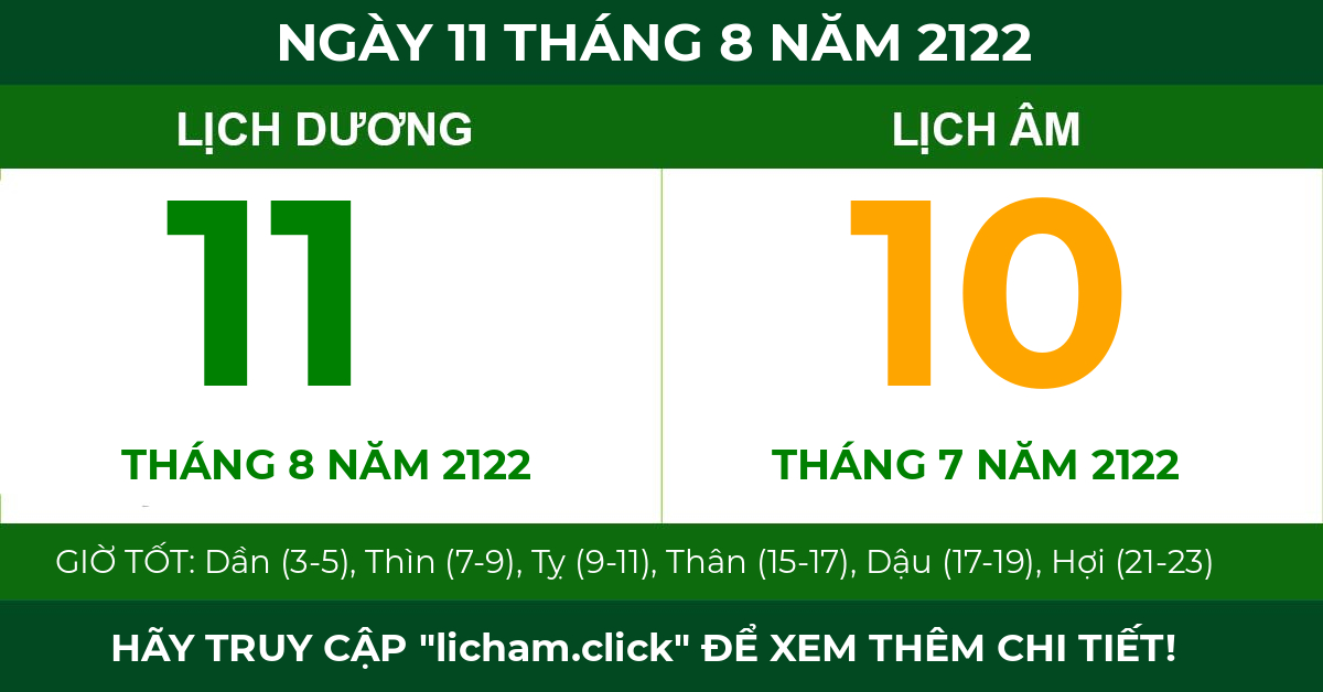 lịch âm ngày 11 tháng 8 năm 2122