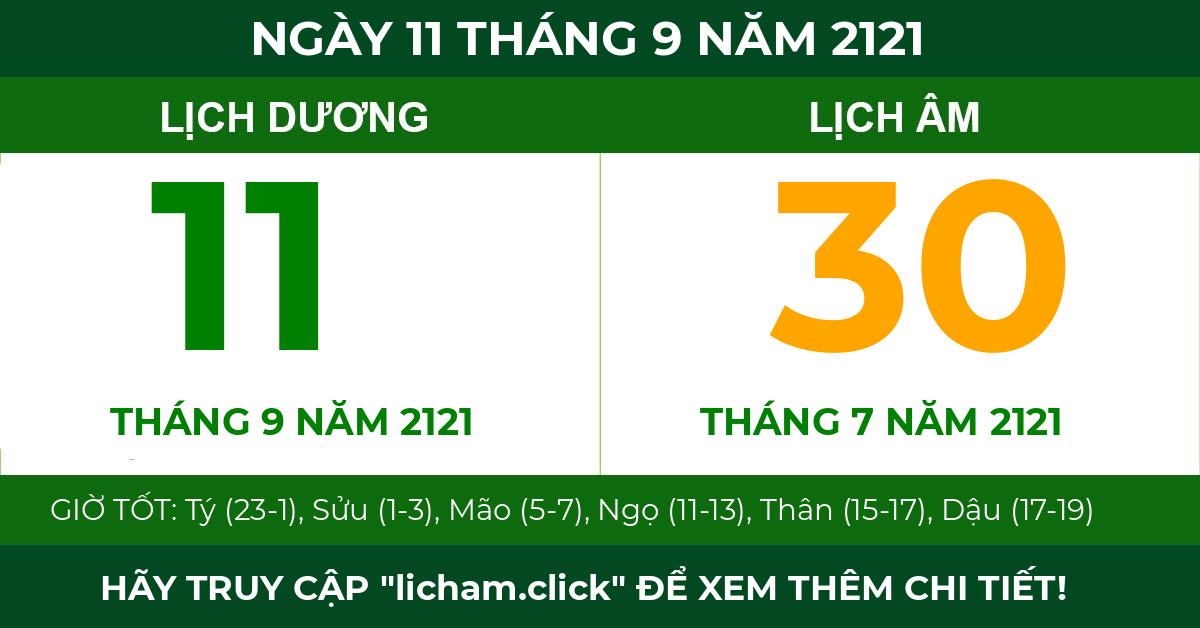 lịch âm ngày 11 tháng 9 năm 2121