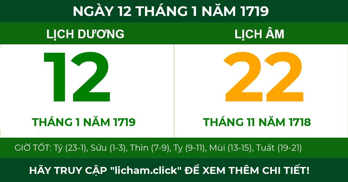 lịch âm ngày 12 tháng 1 năm 1719