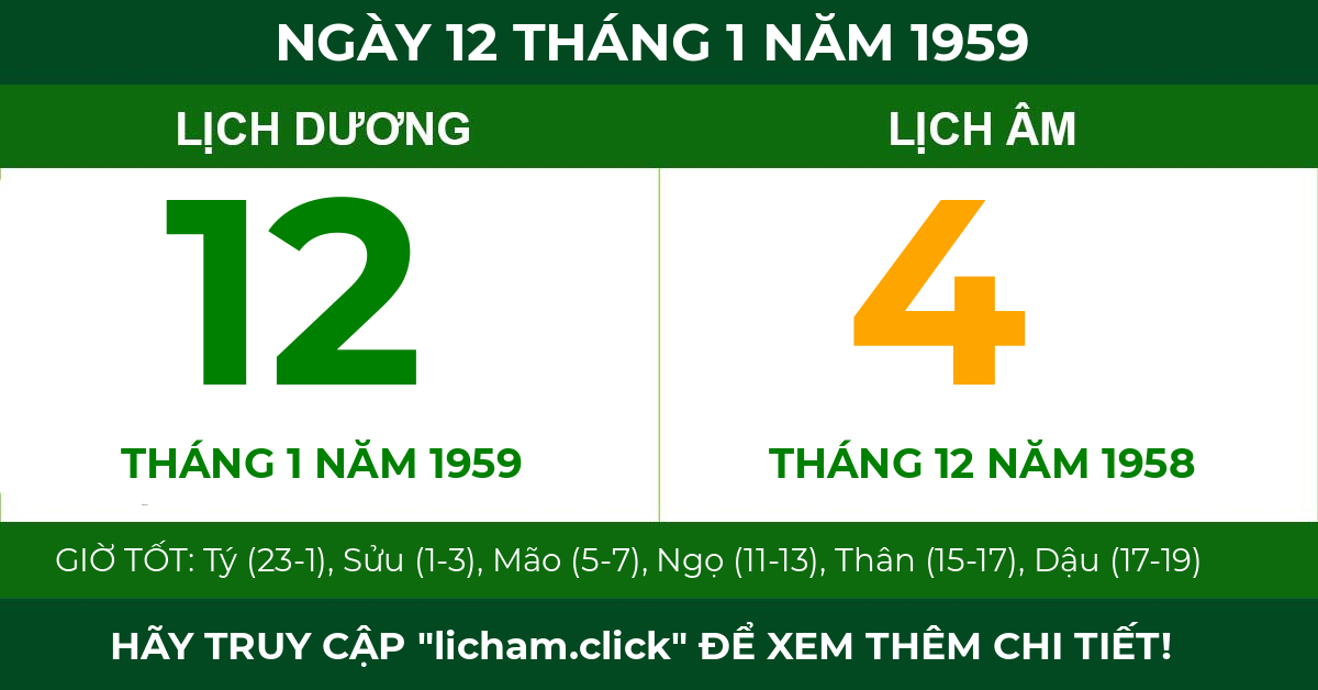 lịch âm ngày 12 tháng 1 năm 1959