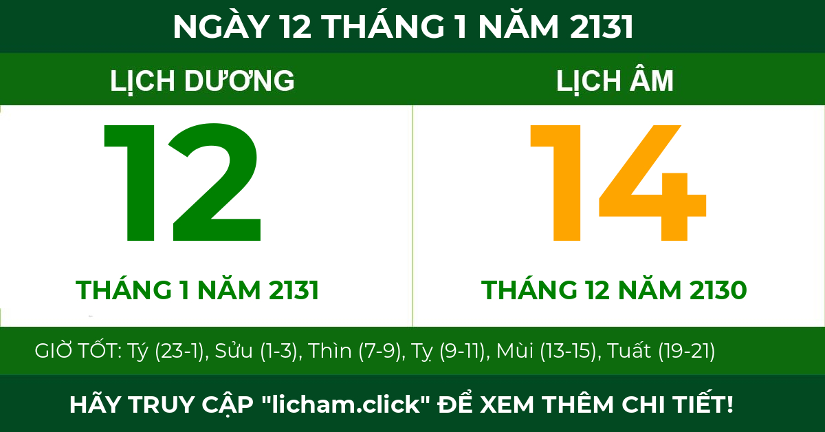 lịch âm ngày 12 tháng 1 năm 2131