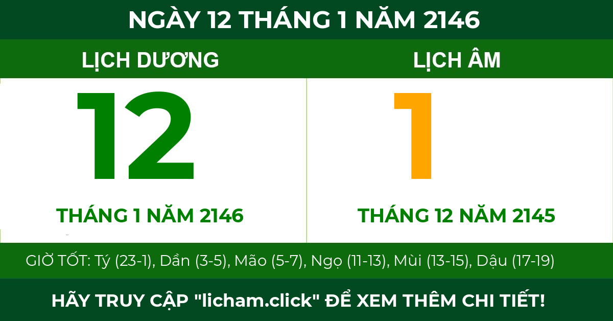 lịch âm ngày 12 tháng 1 năm 2146