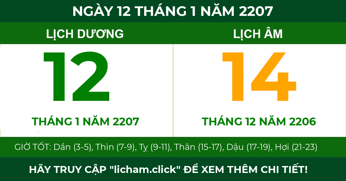 lịch âm ngày 12 tháng 1 năm 2207