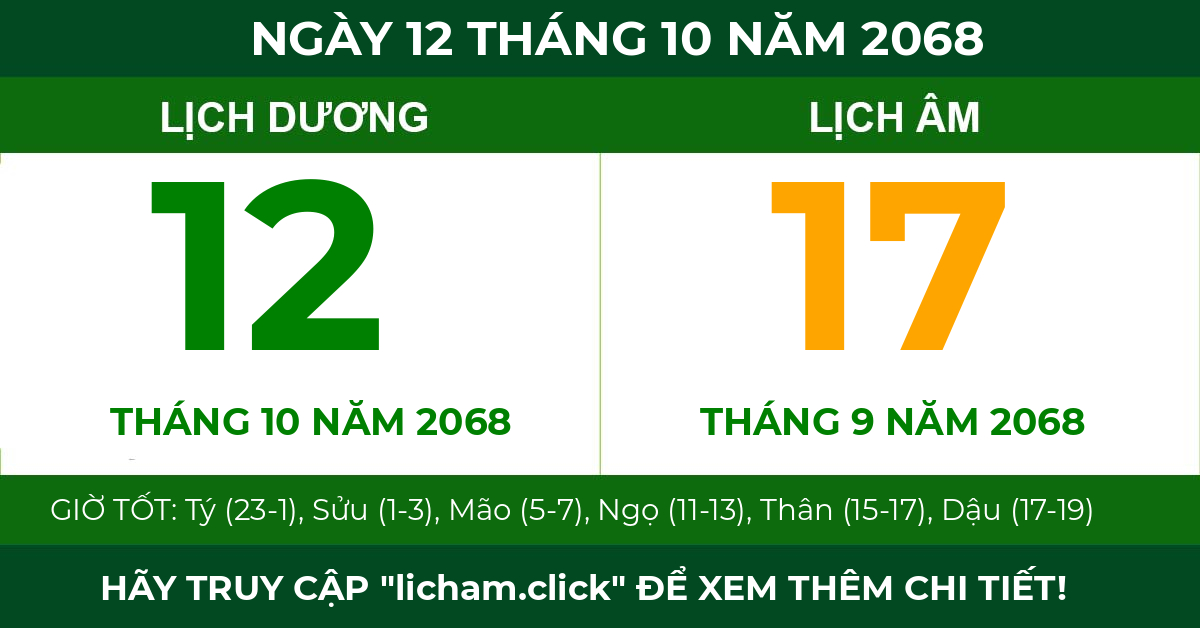 lịch âm ngày 12 tháng 10 năm 2068