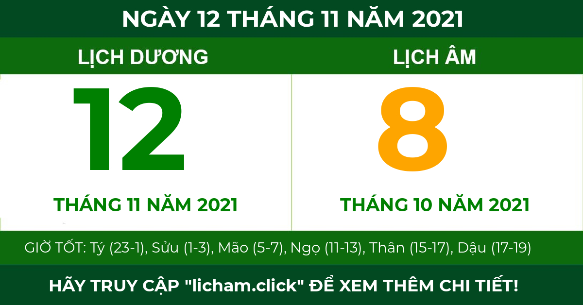 lịch âm ngày 12 tháng 11 năm 2021