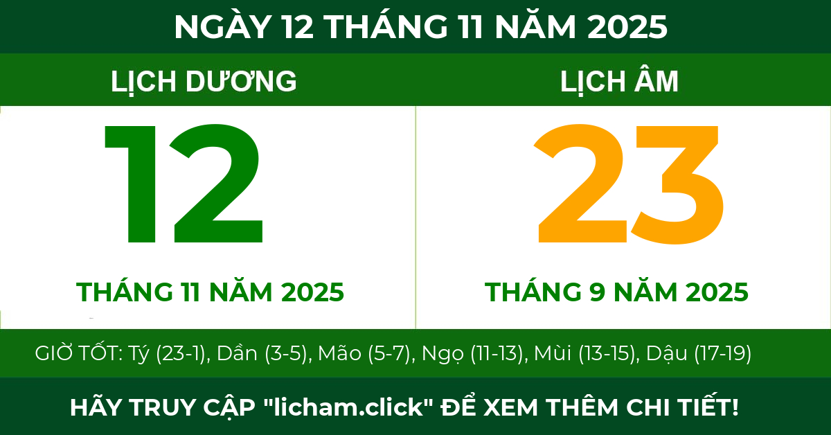 lịch âm ngày 12 tháng 11 năm 2025