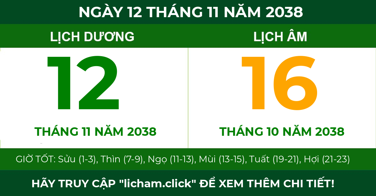 lịch âm ngày 12 tháng 11 năm 2038