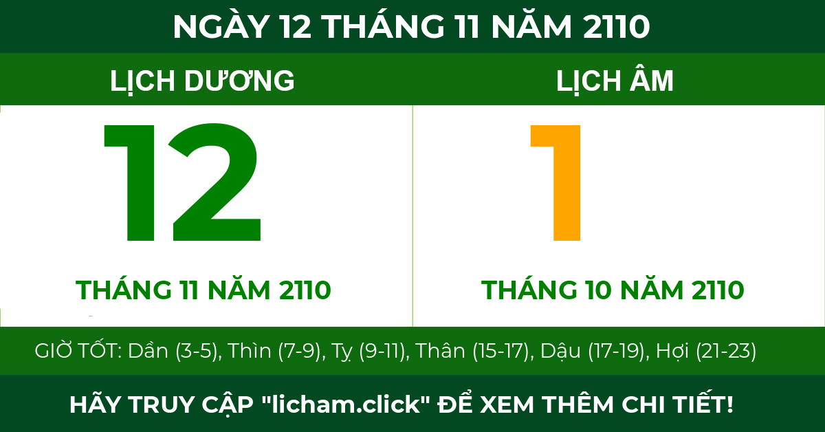 lịch âm ngày 12 tháng 11 năm 2110