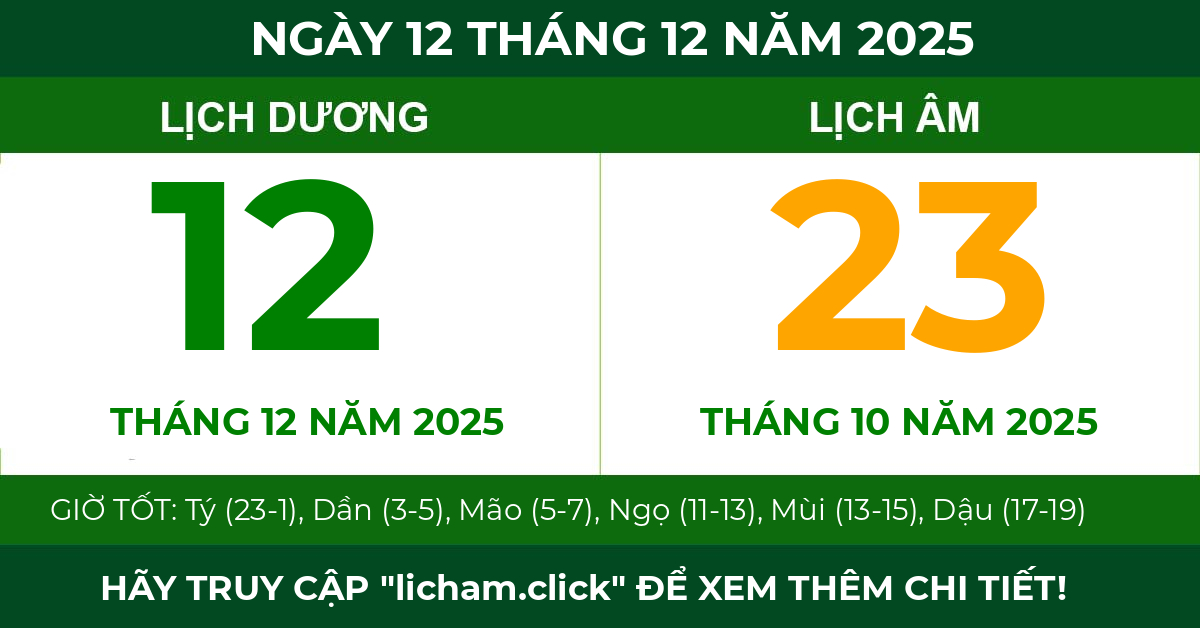 lịch âm ngày 12 tháng 12 năm 2025
