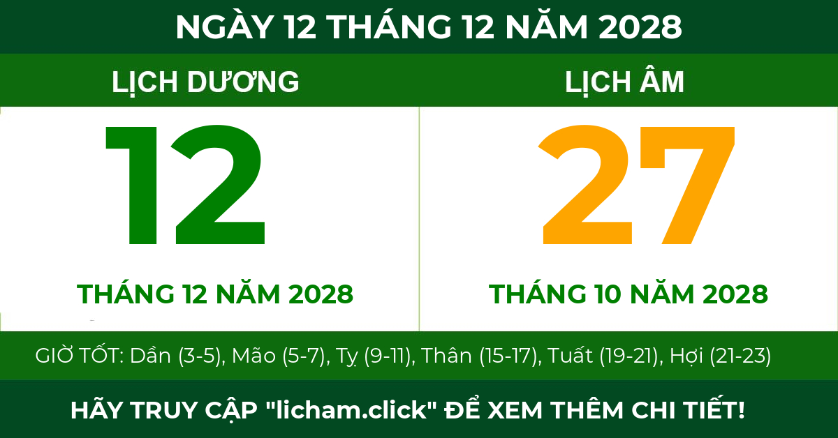 lịch âm ngày 12 tháng 12 năm 2028