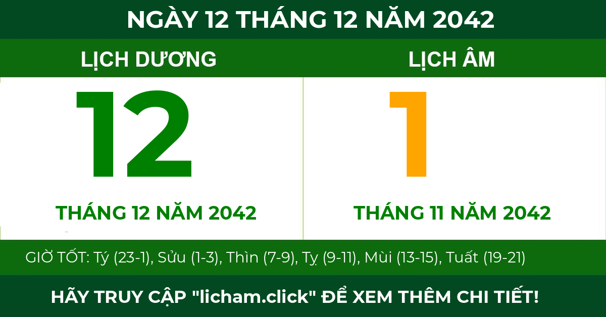 lịch âm ngày 12 tháng 12 năm 2042