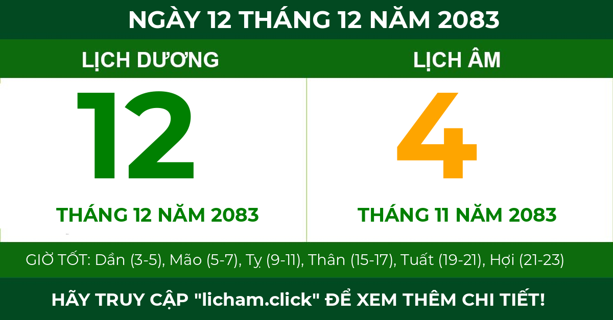 lịch âm ngày 12 tháng 12 năm 2083