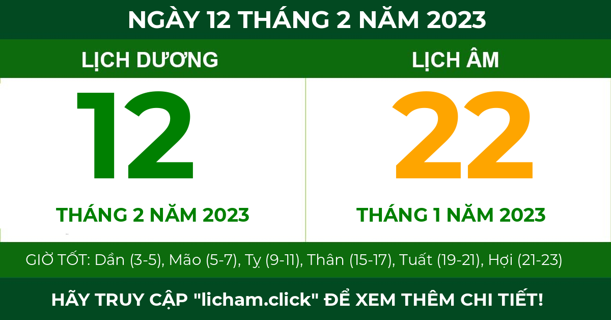 lịch âm ngày 12 tháng 2 năm 2023