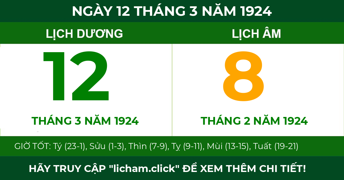 lịch âm ngày 12 tháng 3 năm 1924