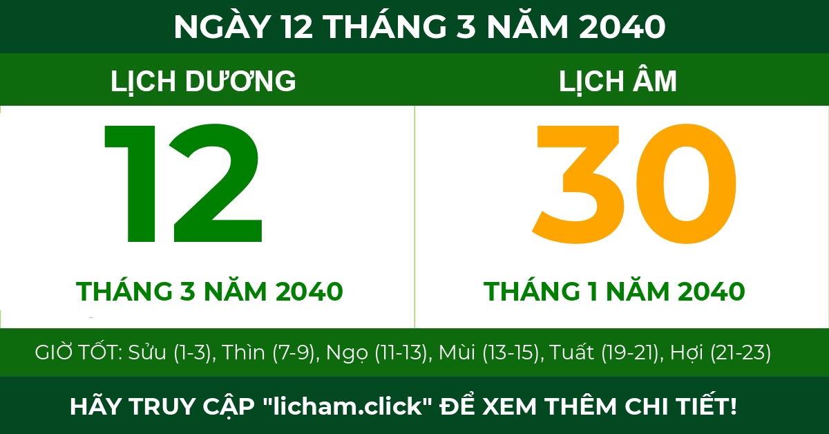 lịch âm ngày 12 tháng 3 năm 2040