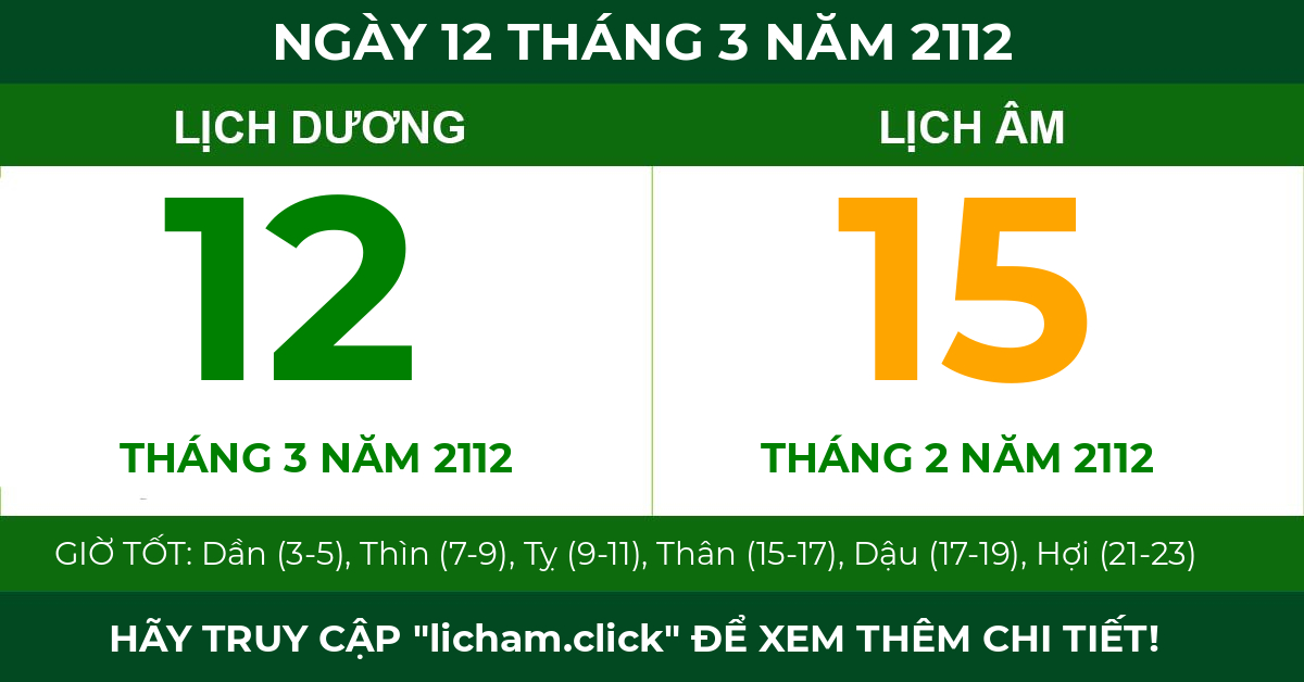 lịch âm ngày 12 tháng 3 năm 2112
