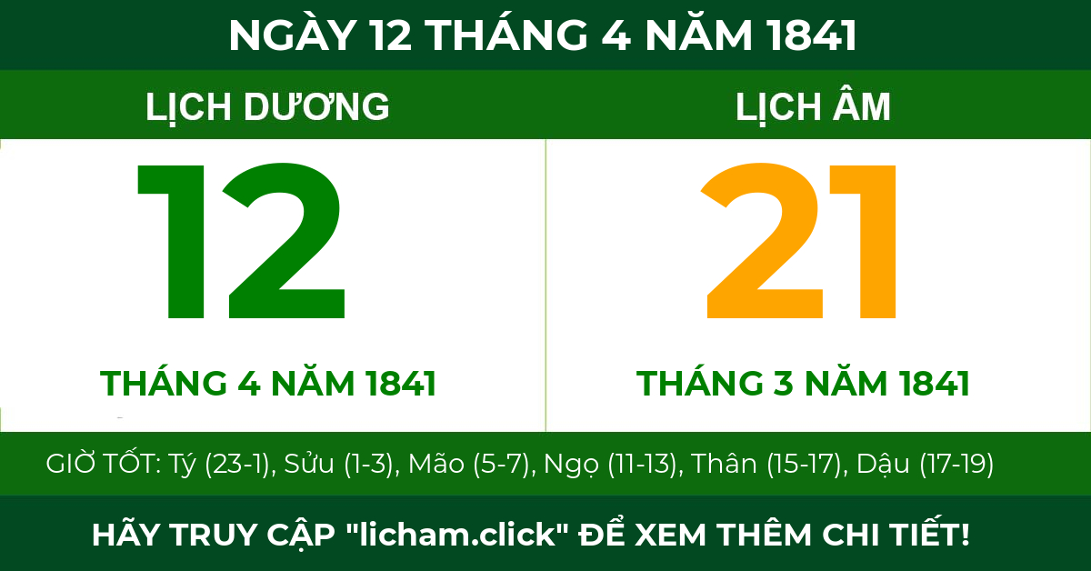 lịch âm ngày 12 tháng 4 năm 1841