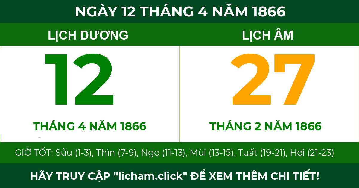 lịch âm ngày 12 tháng 4 năm 1866