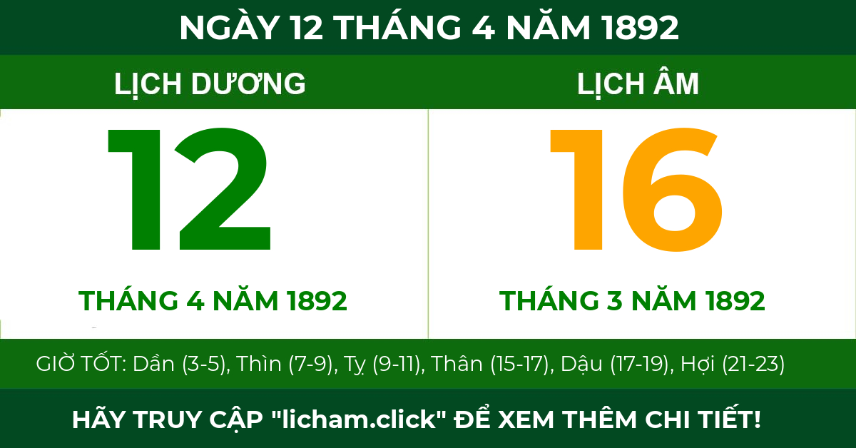 lịch âm ngày 12 tháng 4 năm 1892