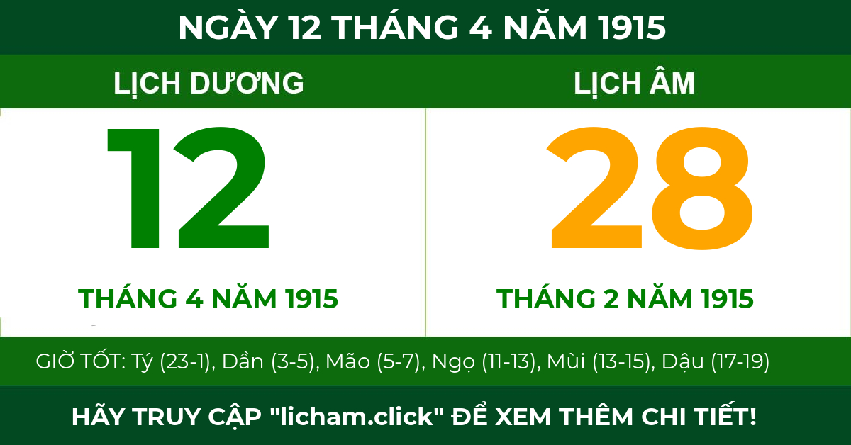 lịch âm ngày 12 tháng 4 năm 1915